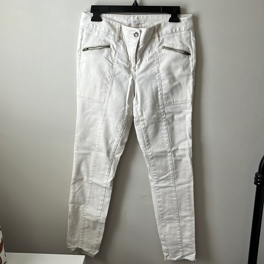 White Skinny Moto Jeans